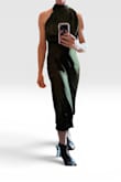 The fabric was lovely! But please look at the photos more carefully than I did. The neckline is very strange on this piece. The length is also a bit weird. Hits between knee and calf. I ended up returning it. - Angela C.