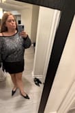 I can't wait to wear it during Christmas and the holidays, it's very sparkly and shiny- fits great and you can wear it off the shoulder. Sometimes the sequins can get stuck together, but it's okay. - Chelsea D.