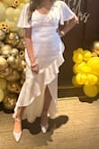I wore this to my bridal shower. It fit perfectly. It's a little plunging for me personally, so I wore a tank underneath - Naureen S.
