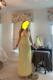 I am 5'4 125lb 32C, wearing XS.
I could barely get it zipped. Slightly see-through. Overall, very pretty. I returned. - Rachel D.