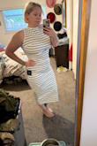 I love this dress! It's cute! No chest support, so if you've got bigger breasts, a sticky bra might be a good choice. It's comfortable and stretchy. The fabric is thick enough not to look cheap. The open back can be a challenge if you don't keep Good posture or you're leaning over to eat, etc. I ended up sewing a small elastic strap across the back of the neck to avoid mishaps. - Ashleigh M.