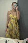 Ordered this dress for my friend's garden wedding, where the dress code is pastels and florals. I was so excited to find it, and she said it was perfect for the theme she had in mind. It arrived quickly, but it is not even close to the color that is portrayed in the image on Lulu's website. What I received was highlighter yellow and a very cheap feeling fabric. It also runs very small. I originally ordered an XS (since S was out of stock), had to exchange for a M, and even that fits snug. I would have returned the dress in a heartbeat, but it was final sale. Now I am out $35 and still have to find a pastel dress for my friend's wedding. I have ordered dresses from Lulu's before, but I will be hesitant moving forward as I worry about their website accurately displaying their clothing. - Steph L.