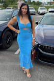 I bought the blue one for the Kentucky Derby party on the main line. The color is gorgeous, and it fits like a glove. I bought a size small. I don't always wear small and loose, but for this dress it fits perfectly, and I am usually a size 4. I own the chefs in the dark green color, which I wore in the fall to a gala. The price point and quality of distress can't get any better. I actually may buy it in other colors because I can't go wrong with having it in my closet. - Tricia S.