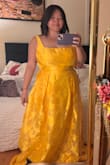 I thought this dress was pretty flattering, but it's oddly structured near the front and had a lot of side boob happening. My torso is short and this dress was made for a longer one! I would've loved to keep this dress, but it would've required more alterations, and I can't shell out that kinda money before my sister's wedding. I ordered a L and I am usually a large. No problem with the fit on the waist, but my midsection is just short. Not showing the sideb00b in the pic for obvious reasons, but she was visible. - Hallie L.