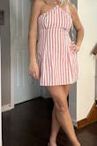 Such a cute dress! Very flattering & fits perfectly. I will need to purchase some kind of sticky bra for some support in chest area though. - Taylore R.