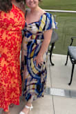 This dress was perfect for an upcoming wedding. It fit nicely around my waste and was easy to zip up. I did have to sew the sleeves to make them a little shorter because they were not tight enough but that's simply because I'm short. This dress was really nice quality, and I would recommend this dress to anyone. - Susie K.