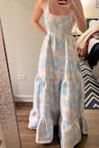 Absolutely loved this one, but sold out of xs at the time. Small was fully cinched in the back and too big. Would definitely try this one again in xs if it comes back in stock. The fabric is gorgeous and good thickness. Pockets too! Wearing 4 heels in this pic and I'm 5'7. - Rach L.