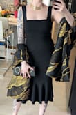 This dress is insanely versatile and flattering. I originally bought it for a holiday party, and have since worn it to many other events (it's a great base for accessorizing) and to work (very easy to layer over or under to cover up). Perfect amount of stretch. - Yana D.
