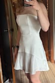 Cute dress and fit well, but personally, wasn't a fan of the two different materials. - AJ T.