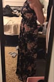I got this for my upcoming wedding rehearsal dinner. I have a chubby apple shape, and this dress is **VERY** flattering.
This dress is the best dress I have ever put on -- I feel more beautiful in this frock than my WEDDING dress. I won't want to take it off! The slits are just enough so that you personally feel like a goddess, but no one would know they're there unless you started lunging. That's perfection to me. Also, I'm a relatively short person and this is not too long at all -- I've just need some 3" wedge sandals and I'll be ready to go!
It looks WAY better in person. Don't hesitate with this one! - Jenna B.