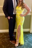 Absolutely loved it! I felt great in this dress and received a lot of compliments. The yellow is so vibrant and fun, especially for a summer wedding. Surprisingly, I did not need to get it hemmed with a high stiletto (I'm only 5'3.) For the size S, I did have to keep adjusting the top of the dress to make sure it didn't slide down, which was the only drawback. I tried to size down to XS, but the XS was too tight in the hips. - Janine R.