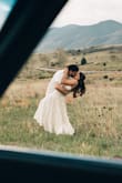 Bought this dress for an engagement photoshoot and loved it! I love the tied open back. Pretty neutral colors and perfect volume of length of skirt. - Danielle K.
