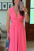 Absolutely love this dress. It feels so elegant yet is so easy to be in. I'm 5'5 and with 3" heels this hits the floor perfectly. I have a muscle-y upper back so it looks a bit snug there for me but NBD. - Danielle B.