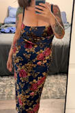 This dress is gorgeous. I wish it were a little looser at the bust and hips but it fits my waist perfectly. There's no stretch to the material, so I'll need to sit gently. Not supportive in the bust and will most likely wear a bra with it. 36DDD - Rachael C.