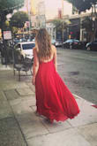 I wore this dress to a wedding where the dress code was cocktail attire and it worked perfectly. The skirt of the dress is sheer and voluminous, very dreamy. The red color really popped. I got tons of compliments. - Christina C.