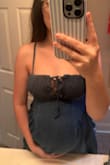 Love this dress! I got it for maternity photos. I didn't size up and it's a little snug but not enough for me to order a different size. This way I can still wear after baby is here! The material is great and looks just like the photo. - Brooklyn B.