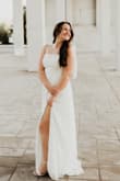 Got this for my engagement photos and it was beautiful. It was a little long, so I had to hold the side of the dress to keep it from dragging the ground but looks good with photos. - Abby R.