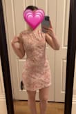 I was initially nervous to order since there weren't many reviews with photos. However, I'm so glad I did! The material is stretchy and comfortable. The detailing of the knit pattern is unique and beautiful! It's a bit short, but works well because I am only 5'2". If you're on the tall side, this may not be the best option for you. Otherwise, I definitely recommend! Overall, I'm so happy with this dress!!!! - Kacey B.