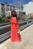 The color looks more orange online so that was the only let down. The dress itself is stunning. I wore it for my birthday and got tons of compliments on the dress. - Antinea J.
