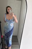 This dress has fully given me my confidence back! I bought this dress for my sister's Bridal Shower. At first, I purchased a Medium and I couldn't zip it up and I was feeling upset even though I just had a baby a couple months ago, but I decided to not give up because it's so cute! I ordered the dress in a large and I've never felt better! The dress fits so nicely! A little tight, but not in a "I can't breathe" way and more in a "wow, I look good" way. Anyway, I couldn't be happier with this purchase and I'm looking forward to wearing this dress over and over again for date nights, vacations and even when I need just a little pick me up. 10/10 recommend!! - Samantha T.
