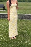 The dress fit perfectly. I purchased a size small, and I am 5'6 and 140lbs. Color light yellow. Highly recommend as the quality was great and it fit right. - Jessica C.