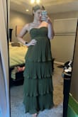 Got this for a wedding and won't even need to have it tailored! It's very flattering and has solid support for the chest. Can't imagine it would work well on much larger than a 34D; I will wear a strapless bra with it, as it does compress it quite a bit. - Samantha W.