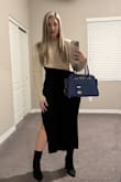 Buy this dress! I was surprised how heavy this dress was. Definitely a dress for under 60 degrees. It will keep you warm. The two-tone colors complement each other. I love the cutout. - Becky K.