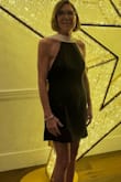 This is the perfect dress for a formal party. Fit is true to size. The back drape is beautiful. - Brenda A.