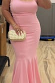 Love this dress! It has enough stretch to hug you in right places. I'm 5'2 and I wore about 3in heels, and it still touched the floor a little, but it was still perfect! - Valerie S.
