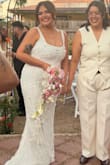 I wore this for my June wedding in Texas. It was extremely hot out and the dress does feel heavy upon first trying on, but it felt nice the whole day and night. It was perfect for my more laid back outdoor wedding! - Clarissa G.