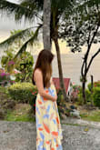 This was the perfect dress to wear with a baby bump for vacation, and I think it should fit for future events too since I got my usual size small! The top stays up great when wearing a strapless bra underneath and I like the sash - you can attach it to the top to make a halter neckline, drape it around your neck, or just leave it off. - Luke R.