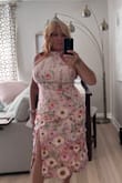 Material is see-through, and it's lined. It really is a pretty dress and needs a better liner in it. Zipper is cheap. - Sandy H.