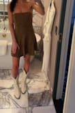 This dress is so cute! I wish I had ordered a size smaller as it was a little big in the chest area, but the ties in the back help to be able to tighten it. - Paige W.