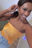 So cute! I got the white color too. I love the orange, it's so summery. I got it in an XS and S, they both fit well. I can't wait to wear this on vacation and a night out. - Bianca R.