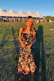 Searched high and low for a dress that fit the "garden formal" theme for our longtime bff's wedding, and was SO thrilled to find this dress. I was even more thrilled when it fit like a damn glove and looked SOOOO glamorous. I got compliments all night long. 
I am VERY busty so went with the large. No bra, just some pads for nip coverage lol & it was perfectly tight and supportive without being constricting. Love that you tie the straps yourself so they can be as loose or as tight as you like. I'm 5'3, and the dress was perfect length with some heels. I'm hoping to have another event to wear this to again!! - Bailey H.