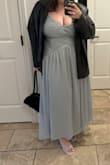 Bought this for a summer wedding, and it was very light and airy. However, the straps can be a bit awkward and long. Normally, that isn't a problem for me because I have a larger chest, but it was still quite revealing in person. This dress will show all of your sweat, too! - Rebecca J.