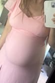 I'm almost 8 months pregnant and unfortunately this did not fit. It's one size too small. Not flattering if you are showing, would look beautiful if you aren't pregnant - Caitlyn M.