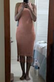 While I still love this dress, the colour and the fit is mostly perfect, the midi length in the photo is misleading. The dress I received is more knee length which makes it feel more casual than I expected which was a little disappointing. - Monique S.