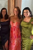The dress fit great with the right bra. I did have to pull it up quite a bit. Wore this for a wedding and received lots of compliments even with me pulling it up. - Joy F.