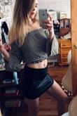 Perfect for a night out but it runs a little big so I would be worried about it riding up while dancing. Not sure if I'm going to return it or not yet - Megan P.