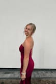 The length of this dress was perfect on me, I am 5'7 and wore 3.5" heels. The dress was a bit tight on my rib cage and the zipper actually busted open at one point when I sat down, but we were able to fix it easy. The color is beautiful and it didn't seem to wrinkle when I was sitting. I think if I went a size up, it would've been too big. I really love this dress! - Nicole P.
