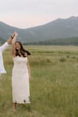 This dress was beautiful! Bought for a photo session. 
It has a liner, so it was not see thru. It is a thicker material. 
The straps did fall off some but wasn't deal breaker. - Brittany S.