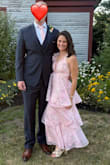 Daleyza Light Pink Floral Organza Tiered Midi Dress