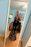 Beautiful print floral dress, except under my arms was tight. I did return for a bigger size. But overall very happy with my purchase, will wear in an upcoming fall wedding - Sharon G.