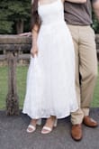 Bought these for my engagement photoshoot and to wear on my wedding day. Unfortunately, I think I'll have to find another pair to wear for the wedding, as these run about a half size too large. I wear a 7W (5.5M) in Vans and usually a 6 in any pair of heels. These would be perfect if the heels were available in a 5.5 when I purchased. Don't get me wrong, they're gorgeous for being so minimal! They worked for the 1 hour photoshoot I wore them for, but I did have a blister on the back of my foot when it was done. - Jaeden T.
