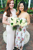I wore this dress as my wedding dress. It seemed a little right around the body area but the material gives so not a huge issue. The top part fell down at times so the size I got was perfect. If I would've gone a size down it would've been too tight on the body, and if I got a size up the top wouldn't fit at all. 
Got so many compliments and really made my day special! - Caylin C.
