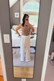 I'm 5'3", 127 lbs, and I love these! Short enough to wear with 1" sandals. They fall a little because I have no hips, but they're so flowy and comfortable!! And not see through at all! This was me trying them on, but they looked great with a Jena jacket and shoes. I wear them all the time - Dana T.
