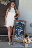 Vaivah Ivory Satin Plisse Mock Neck Swing Mini Dress