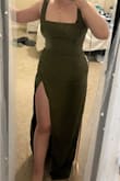 I LOVE this dress and it fits wonderfully - however as someone with wider hips you gotta be careful with that slit! It doesn't help that I have short legs so it quite literally was cut above my crotch. I'm probably still going to try to wear it to a wedding with shapewear underneath to cover it a bit because I still love the cut, just not the slit. So be aware when you buy. - Jordyn D.