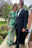 I absolutely loved this dress! It was comfortable enough to wear all evening, but still looked elegant and flattering. The mesh sleeves were lightweight, the ruching was very forgiving, and the fabric had just the right amount of stretch. The green floral print is beautiful in person and perfect for a summer wedding. I received so many compliments throughout the night! Literally had people I didn't know yelling across the street to tell me they loved my dress. I'm 5'7, and the length was great with 3in heels. I would definitely recommend this dress if you're looking for something that's classy, comfortable, and unique. (The angle of my photo did not serve the fit justice) - Olivia S.